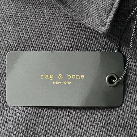 rag & bone Lea Polo Shirt Long Sleeves 5 Buttons Black Size Large MSRP $158 NWT - Picture 14 of 15